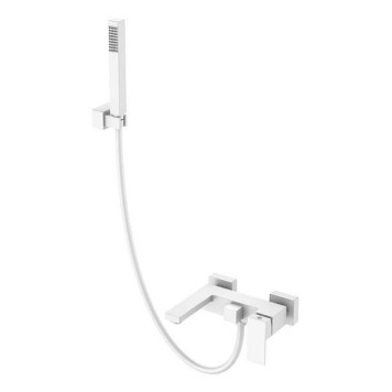 Boheme Qubic Смеситель для ванны с душем на стену, 2 отв., цвет: белый матовый 473-MW