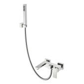 Boheme Qubic Смеситель для ванны с душем на стену, 2 отв., цвет: никель брашированный 473-NB