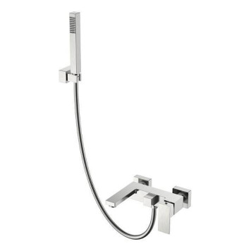 Boheme Qubic Смеситель для ванны с душем на стену, 2 отв., цвет: никель брашированный 473-NB