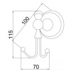 Boheme Provanse Крючок для ванной двойной подвесной, цвет: бронза 10806