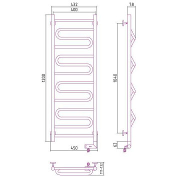 Сунержа Элегия 2.0 Полотенцесушитель электрический 40x120h, прав., цвет: белый 12-5219-1240-1