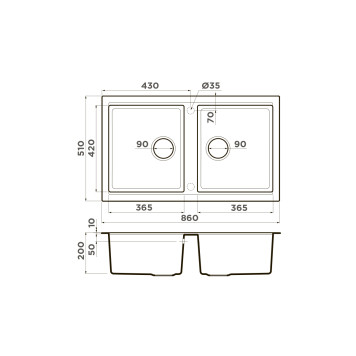 Omoikiri Tedori 86-2-GR Кухонная мойка Tetogranit 86x51 см, цвет: leningrad grey 4993572-1