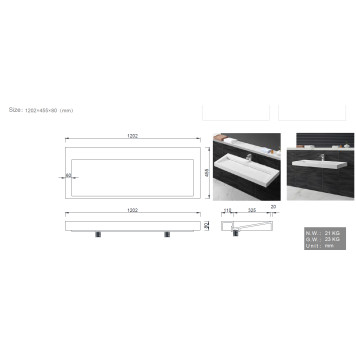 Armadi Art Flat Раковина подвесная прямоугольная 120,2х45,5х8h см, цвет: белый 859-120-1