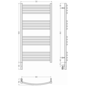Сунержа Аркус 3.0 Полотенцесушитель электрический 53x112h см, левое, цвет: шампань 020-5704-1050-3