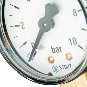 Радиальный манометр STOUT SIM-0010 Dn 50 мм 1/4, 0...10 бар, кл.2.5-3