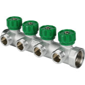 Коллектор распределительный FAR 1 , проходной, хромированный, 4 отвода 1/2  ЕК (FK 3824 112)