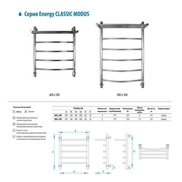 Водяной полотенцесушитель Energy Classic Modus 600x500-4