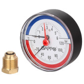 Термоманометр Gappo аксиальный в комплекте с автоматическим запорным клапаном 1/2 x 6 бар