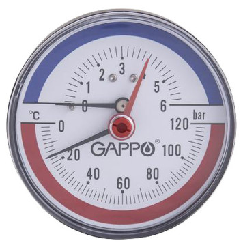 Термоманометр Gappo аксиальный в комплекте с автоматическим запорным клапаном 1/2 x 6 бар-1