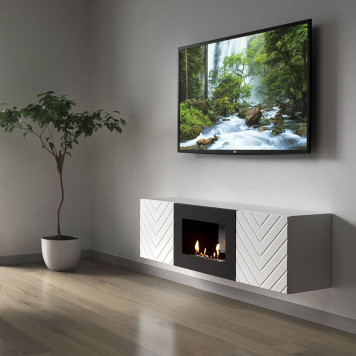 Тумба с биокамином Firelight BFP/P-1400V белая-3