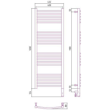 Сунержа Богема 3.0 Полотенцесушитель электрический 40x120h, прав., цвет: мат. белый 30-5803-1240-1