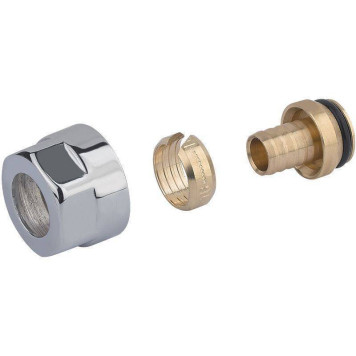 Соединитель обжим-B 16 х 2,2 - 3/4 ЕК хромированный для PEX труб