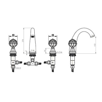 Boheme Brillante Presente Смеситель для раковины на 3 отверстия, цвет: хром 357-4