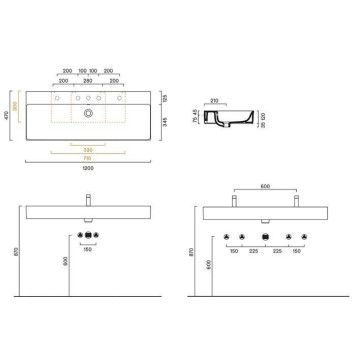 Catalano Premium Раковина 120x47см, без отв., цвет: белый матовый. 0221200021-1