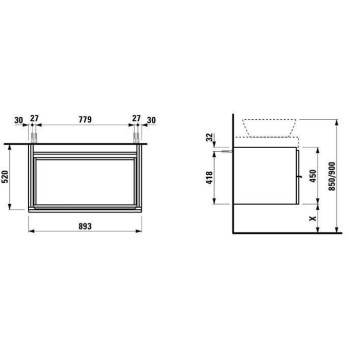 Laufen Case Шкафчик 59.5x52x45см, 2 ящика, цвет: белый матовый. 4.0523.4.075.463.1-1
