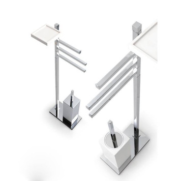 Bertocci Settecento Напольная стойка с ершиком и бумагодержателем, цвет: белый матовый композит/хром. 145 0758 0000-2