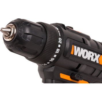 Дрель-шуруповерт аккумуляторная WORX WX100.2, 20В, 2Ач х2, ЗУ 0,4А, сумка-6