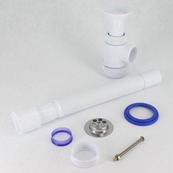 Сифон Wirquin Мини Элит 11/2 х 40 мм с литым выпуском нерж. чашка D63 мм гофротруба L800 мм 40 х 40/50 мм-2