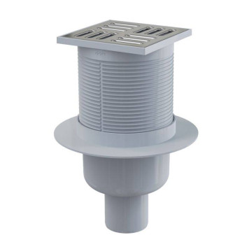 Трап Alcaplast 105 х 105 мм H=138-224 мм вертикальный выпуск 50 мм нерж.сталь-3
