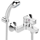 BA279AA LOGIK Смеситель для ванны душевой гарнитур в комплекте (душевая лейка Ø70 мм, металлический шланг 1500 мм, держатель для лейки) BA279AA