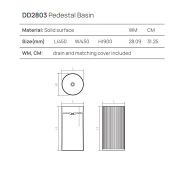 Dea Design Pedestal Basin Раковина напольная d450хh90см, цвет: dark camel