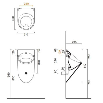 Catalano Comfort Писсуар 61х31см, цвет: белый глянцевый. 0932610001, 0954010000, 0954500000-2