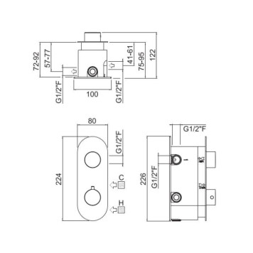 Carimali ilTondo Смеситель для душа, настенный, термостатический, цвет: хром. 21228EST/A-CR-1