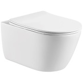 AQ1363W-00 ОБЕРОН Унитаз подвесной безободковый 531360344мм, тонкое сиденье с механизмом плавного закрывания, крепеж AQ1363W-00