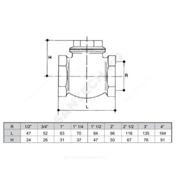 Клапан обр лат пов 51 Ду32 Ру10 м/м д/мет Icma 83051AG05-1