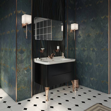 Kerasan Waldorf Комплект подвесной мебели 100см, с 2-мя ящиками, цвет: черный матовый. 4142K1bi/cr*1, 925531-3