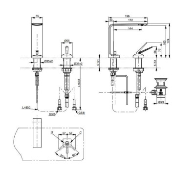 TOTO NEOREST Смеситель для раковины с донным клапаном, h174мм латунь, Comfort Glide, цвет: хром-2