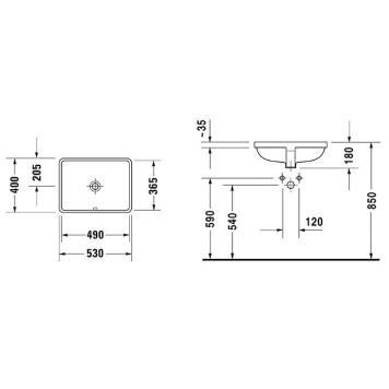 Duravit ME by Starck Раковина для встраивания 49х36см., без отв., цвет: белый. 305490000-1