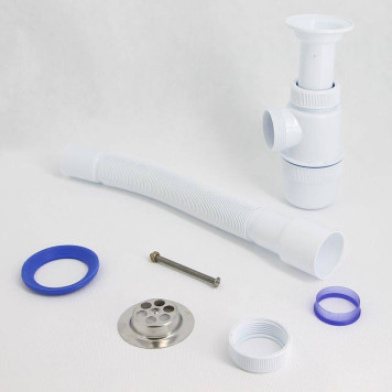 Сифон Wirquin Элит 11/2 х 40 мм с литым выпуском нерж. чашка D70 мм и c гофротрубой L800 мм 40 х 40/50 мм-2