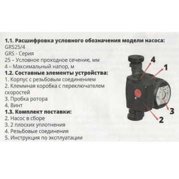 Насос циркуляционный Pumpman GRS25/12-M с гайками-3