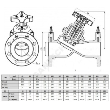 Клапан баланс чуг Ду250 Ру16 фл Kvs1187.5 нип Zetkama 447A250C72-1