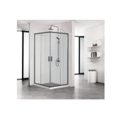 AQ ARI KV 08020BL Душевой уголок квадратный, двери раздвижные 800x800x2000 профиль черный, стекло прозрачное AQ ARI KV 08020BL