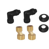 Комплект подключения 2шт.: уголок со сгоном 3/4х1/2, эксцентрик, отражатель, цвет черный муар AQ 3020BL