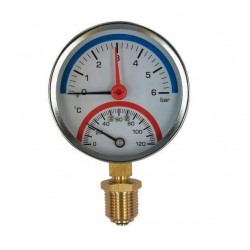 Термоманометр, радиальный, D80, 1/2 Н, 6 bar (0,6 МПа), от 0°C до 120°C