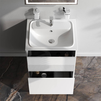 M8FFUX0602WM База под раковину, 2 ящика, 60 см, белый матовый-1