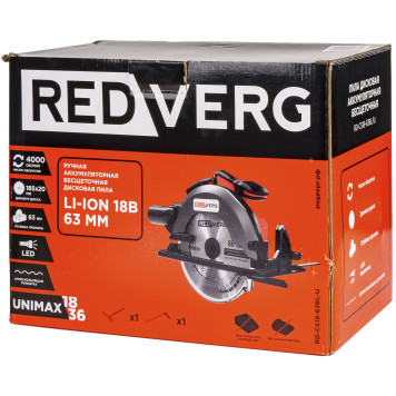 Пила дисковая аккумуляторная бесщеточная REDVERG RD-CS18-63BL/U (без акк, без з/у)-9