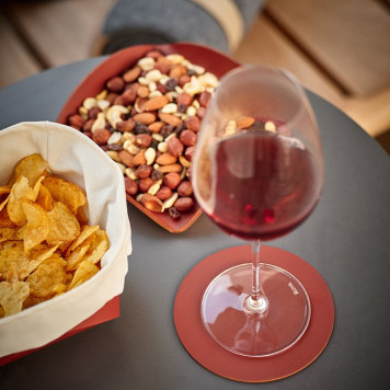 ADJ Подставка для сервировки 30x30см., натуральная кожа, цвет: коньяк/бордо-2