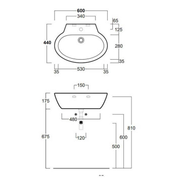 Simas Lft Spazio Раковина 60 см, без отв., цвет: белый. F89, LFT24bi*0-2