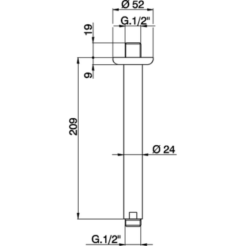 CISAL Shower Держатель верхнего душа потолочный L209 мм, цвет: хром. DS01325021 Акция-1