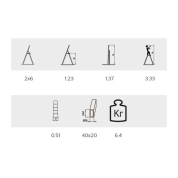 Стремянка Алюмет 6 ступени двухсторонняя стальная (MD8206)-1