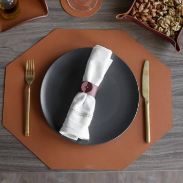 ADJ Шестиугольный плейсмат, 44,5x38 см., цвет: коньяк/бордо-1