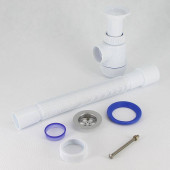 Сифон Wirquin Мини Элит 11/2 х 40 мм с литым выпуском нерж. чашка D63 мм гофротруба L800 мм 40 х 40/50 мм