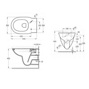 Roca Debba Round Унитаз подвесной Rimless, с инсталляционной системой, сиденье с крышкой, цвет: белый. 7.8931.0.498.0-1