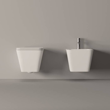Alice Hide Square Унитаз 55х35см., подвесной, безободковый, с сиденьем и крышкой с микролифтом, с набором для крепления, цвет: белый матовый. 31210109SET-6