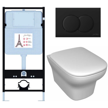 E21747RU-BL Унитаз c инсталляцией Vox, сиденье тонкое микролифт, панель для двойного смыва, матовый черный (E36495-NF+E36496-BL+EDM102+E20142) E21747RU-BL