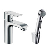 Hansgrohe Metris Смеситель для раковины, на 1 отв., с гигиеническим душем (комплект: шланг: 160см, кронштейн, лейка), цвет: хром. 31285000